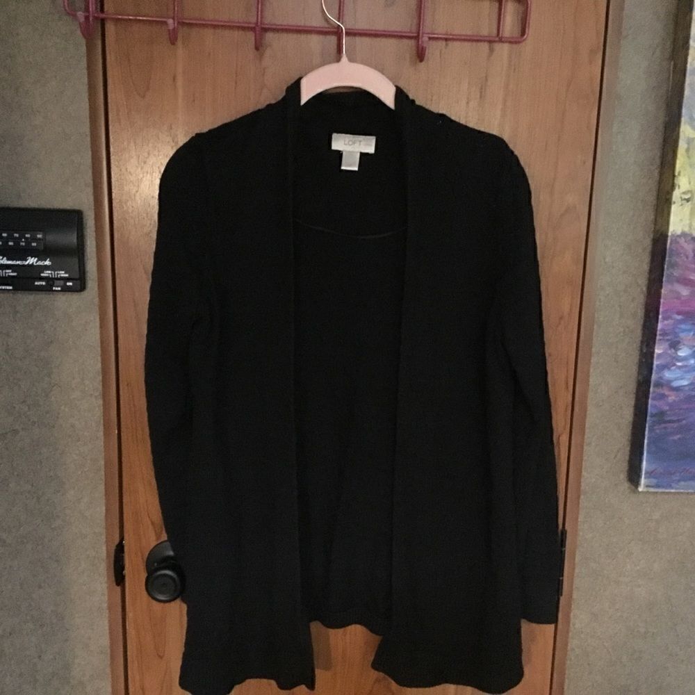 NWOT. Loft Brand Women’s Size MP Black Eyelet Sweater